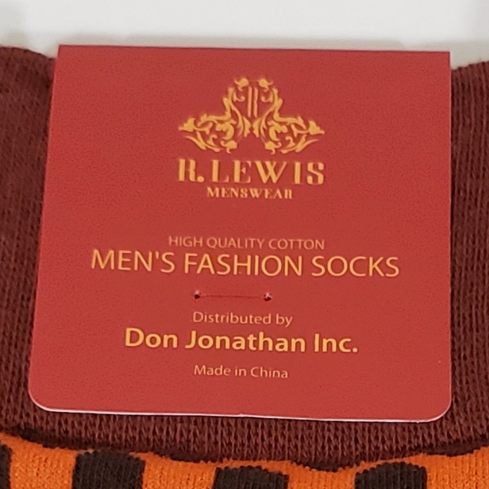 Robert Lewis Orange Neck Tie Hanky Socks Box 3 Set - Picture 6 of 8